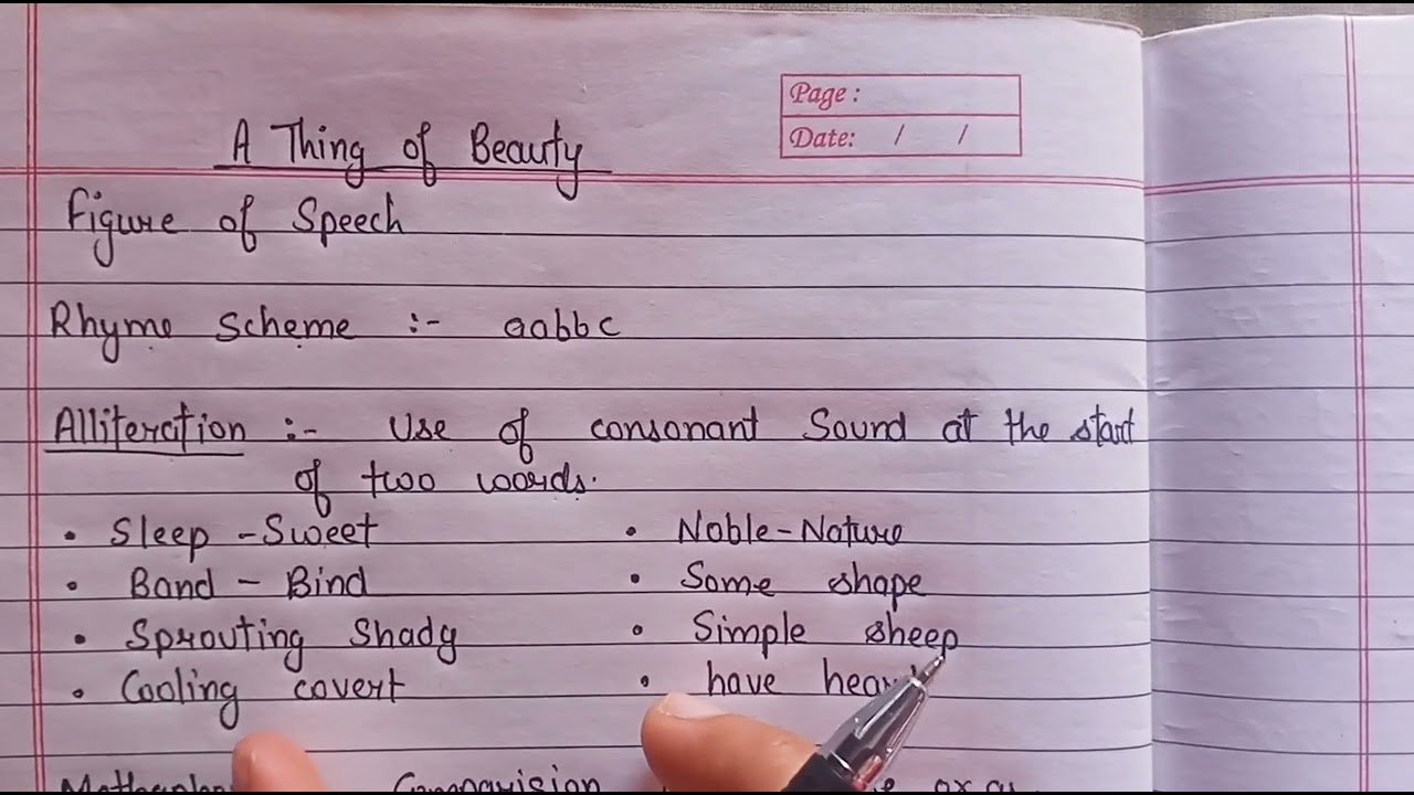 class 12th English A thing of beauty figure of speech Important For Board exams