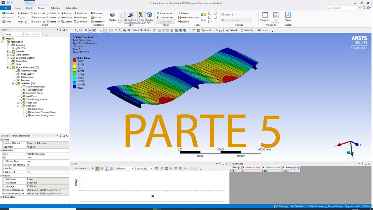 SHELL & BEAM - MÉTODO 2 - Análisis Estructural Elástico Lineal - ANSYS 2020 R1 - [5/5]