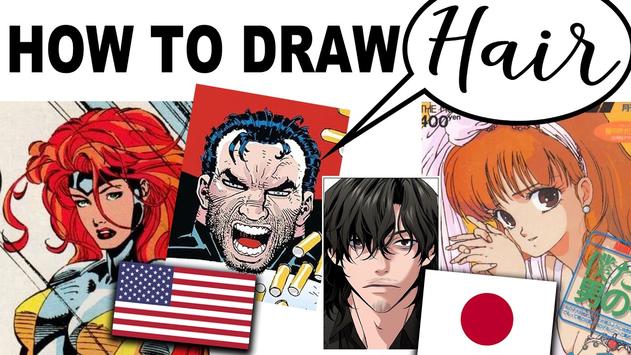 How to Draw HAIR in COMIC BOOK and MANGA Styles