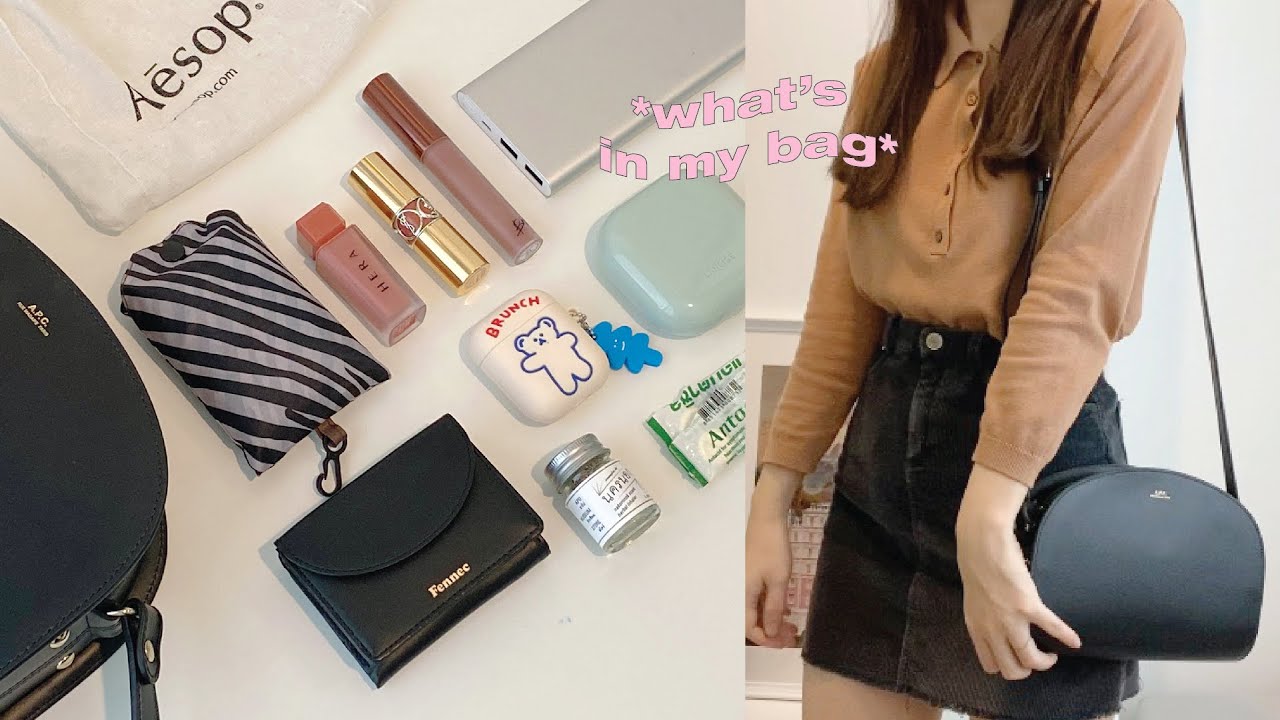 what's in my bag 🎒• พกอะไรในกระเป๋า? | A.P.C. Demi-lune half moon 🌛