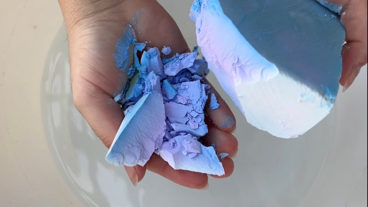 SOFT BSN & CRUNCHY COTTON CANDY DYED CHALK WATER CRUSH WITH PASTE PLAY | ASMR | ODDLY SATISFYING