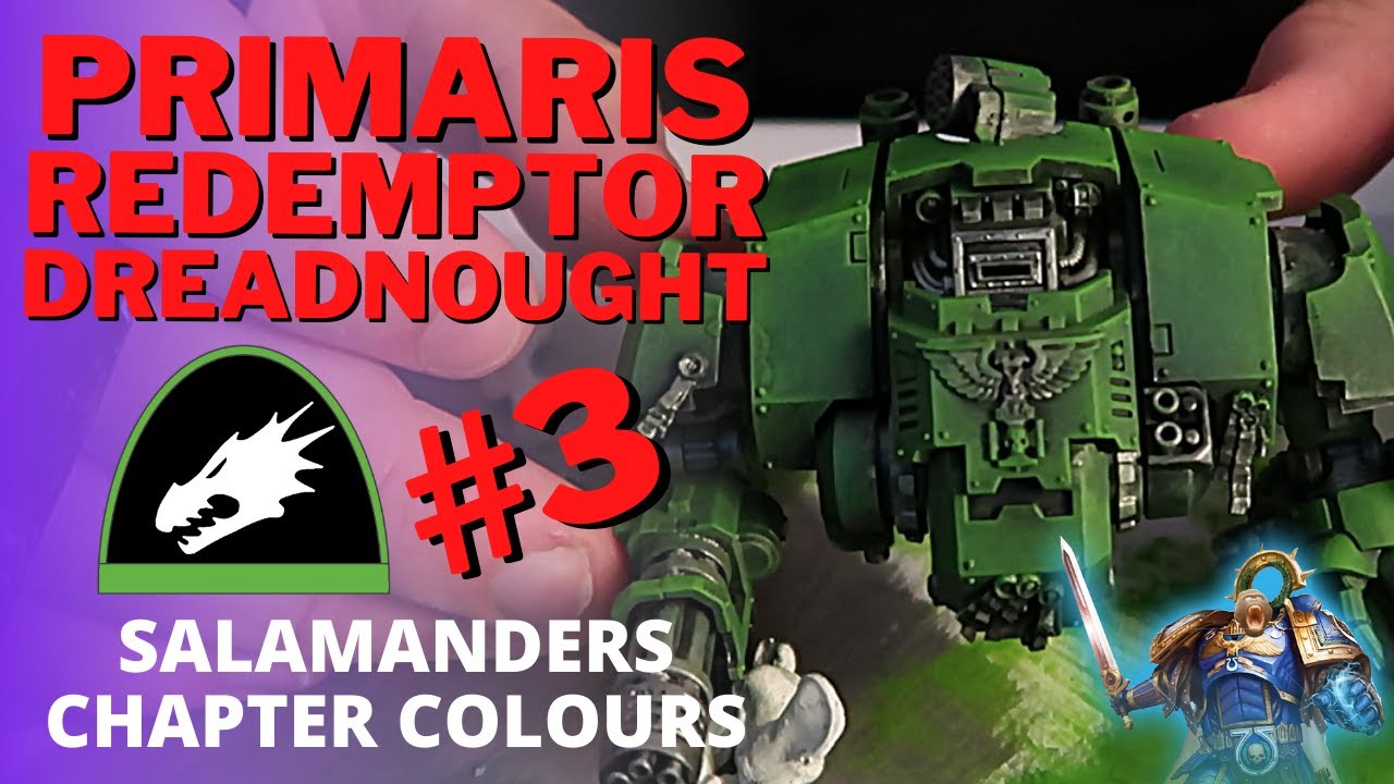 Primaris Redemptor Dreadnought #3: Stippling Grimdark Salamanders Colours & Artificer Details