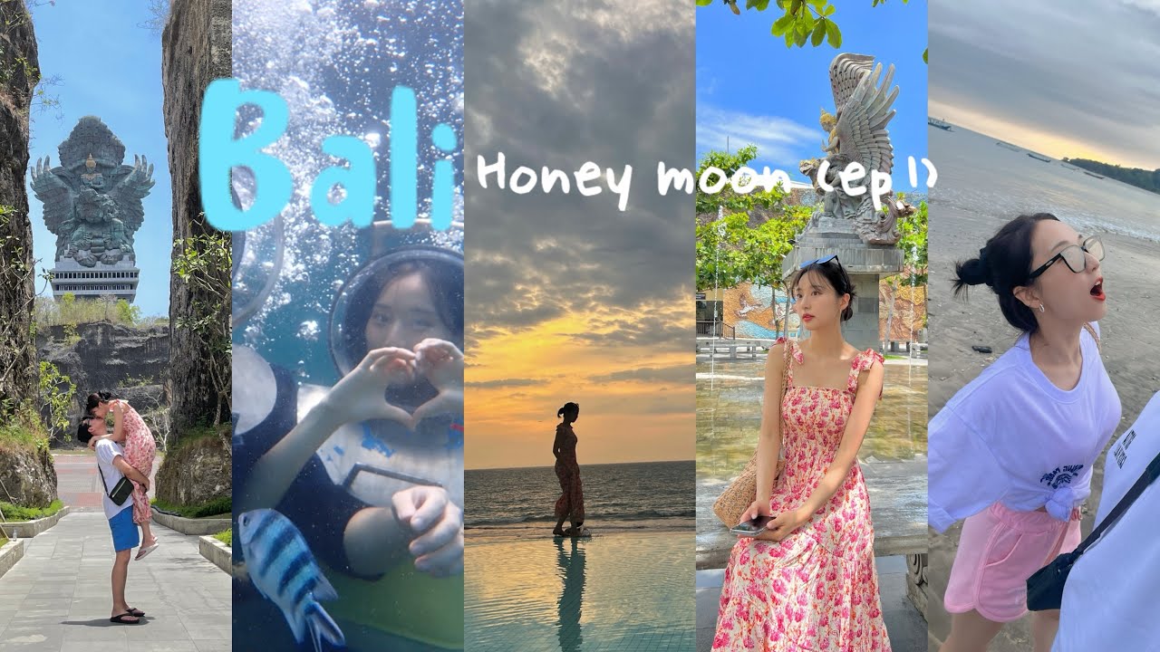 발리 신혼여행 ep.1 허니문 브이로그🌴🐠 6박8일 허니문 패키지,가루다 항공,스미냑,남부투어 울루와뚜 절벽사원,빠당빠당 비치,가루다 공원,짐바란🩵