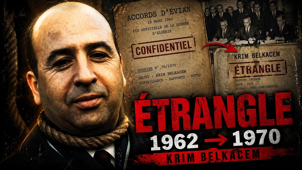 Krim Belkacem a sign&eacute; les Accords d'&Eacute;vian. L'&Eacute;tat alg&eacute;rien l'a fait &eacute;trangler &agrave; Francfort en 1970.