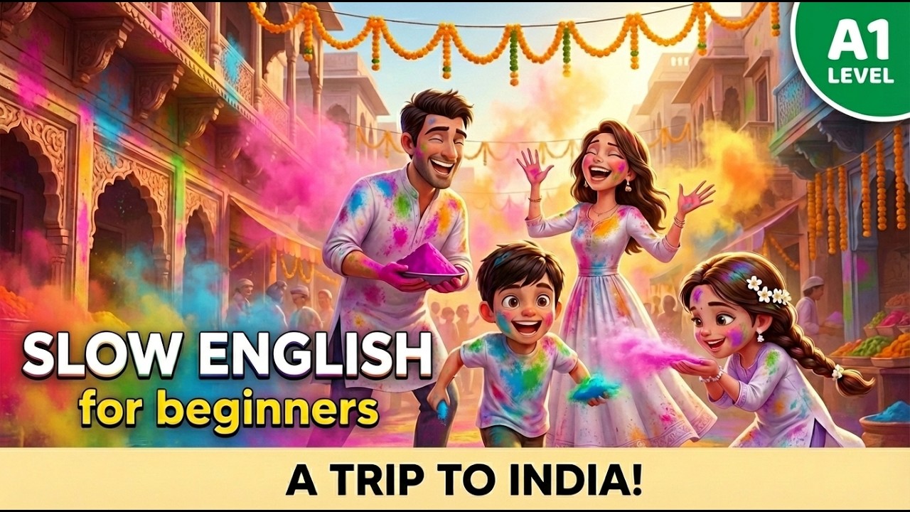 Наш семейный фестиваль красок в Индии | Простая история на английском языке для аудирования (уров...