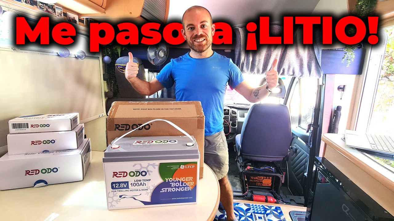 Instalar BATERÍA LITIO en AUTOCARAVANA antigua + cargador, regulador, booster y monitor con REDODO ✅