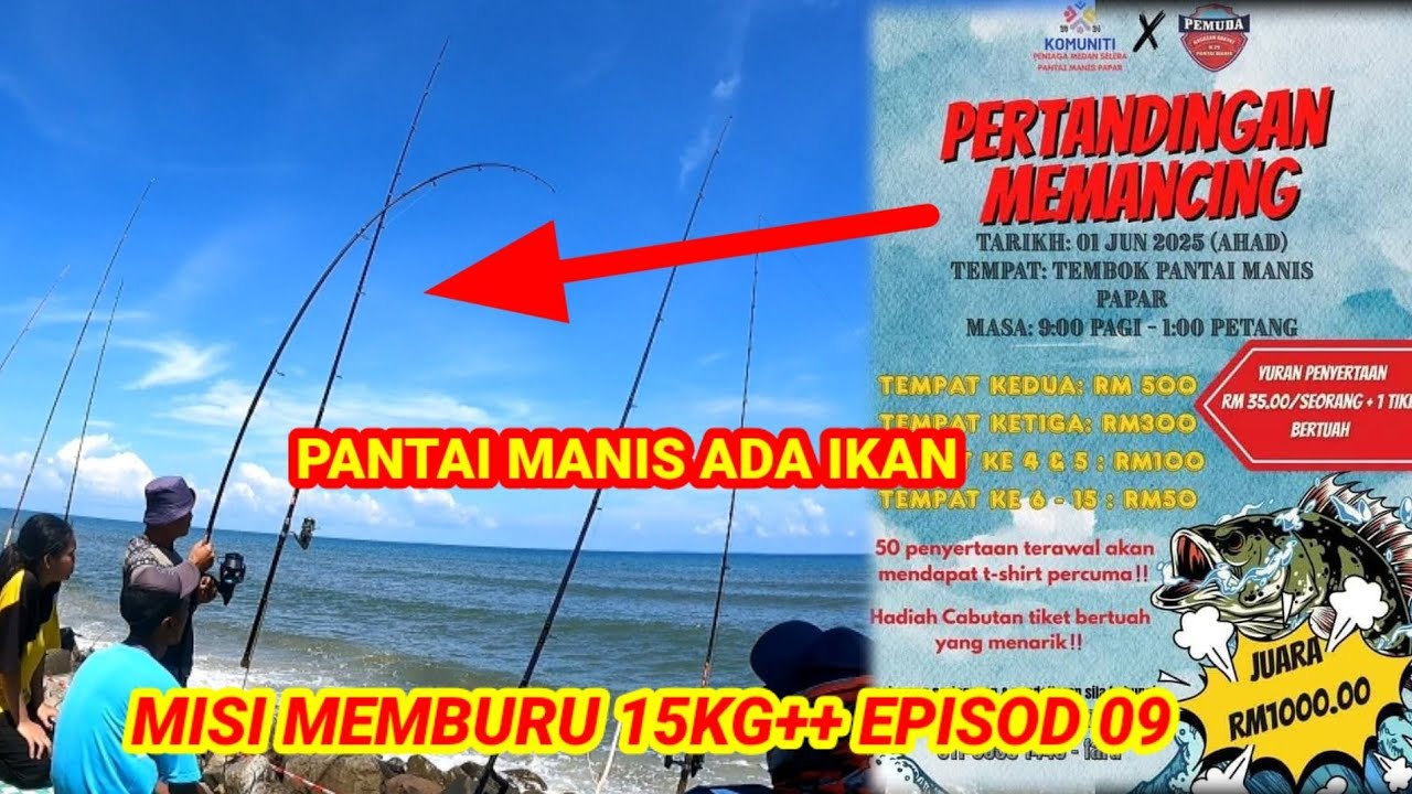 PERTANDINGAN MEMANCING TEMBOK PANTAI MANIS PAPAR SABAH #fishing #angler #surfcasting