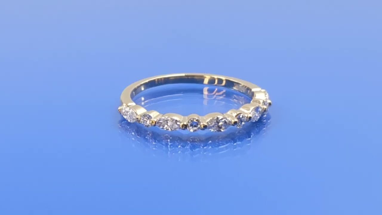1002 0077 Marquise-Round lab grown diamond semi-eternity  0.48(ctw) 14 gold