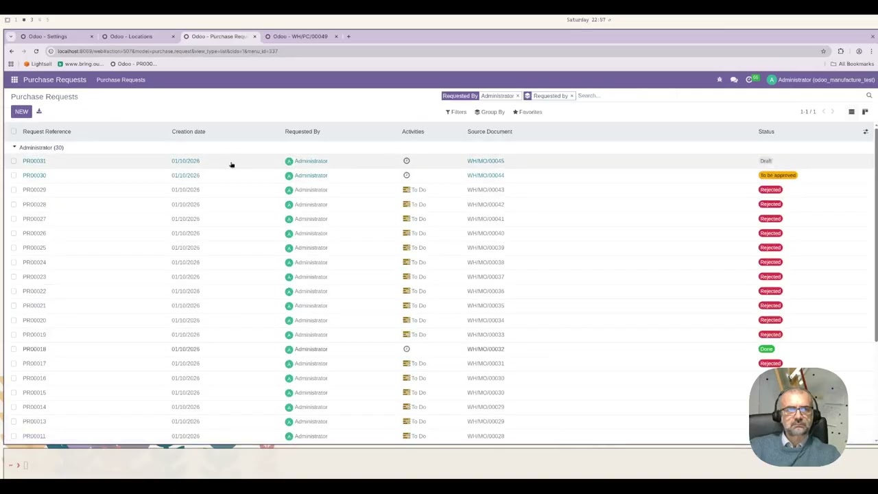 Bosanska lokalizacija Odoo: Proizvodnja + Purchase Requests v2