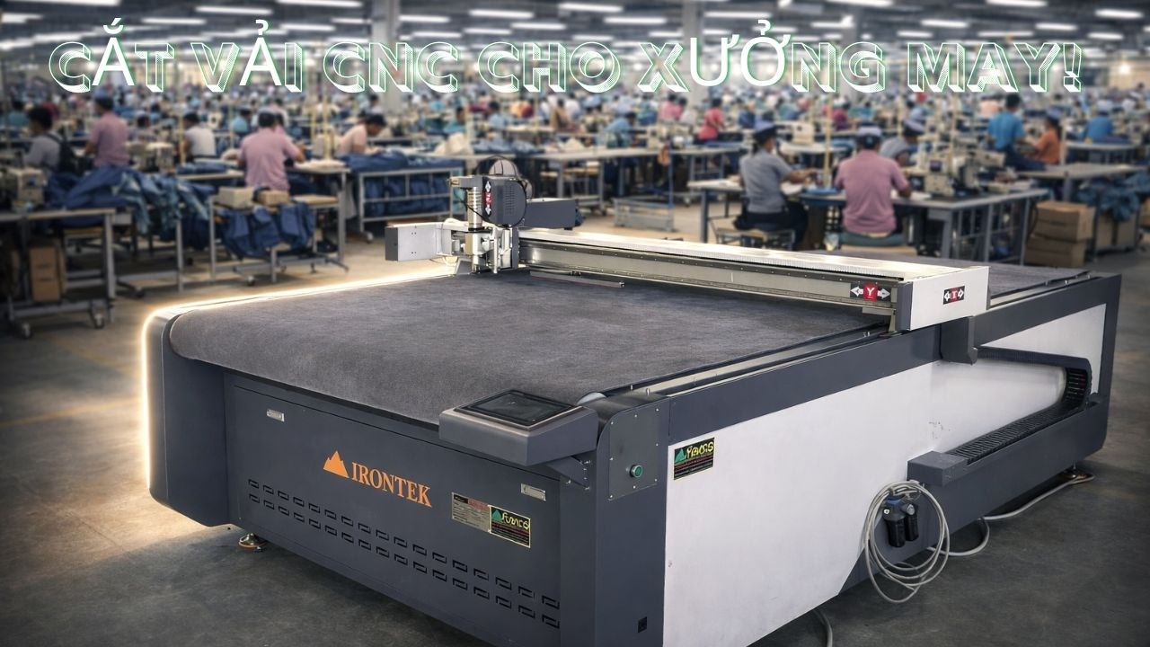 Máy CNC cắt da, vải, mút, xốp 1 dao 1600x2500mm IR-1625LR1