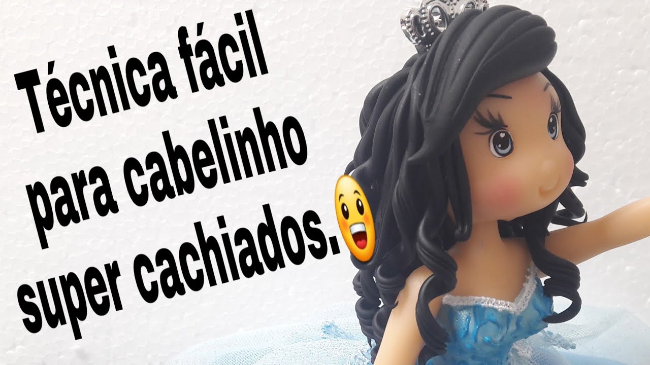 Técnica simples de cabelinhos cachiadinhos .Faby arte em biscuit