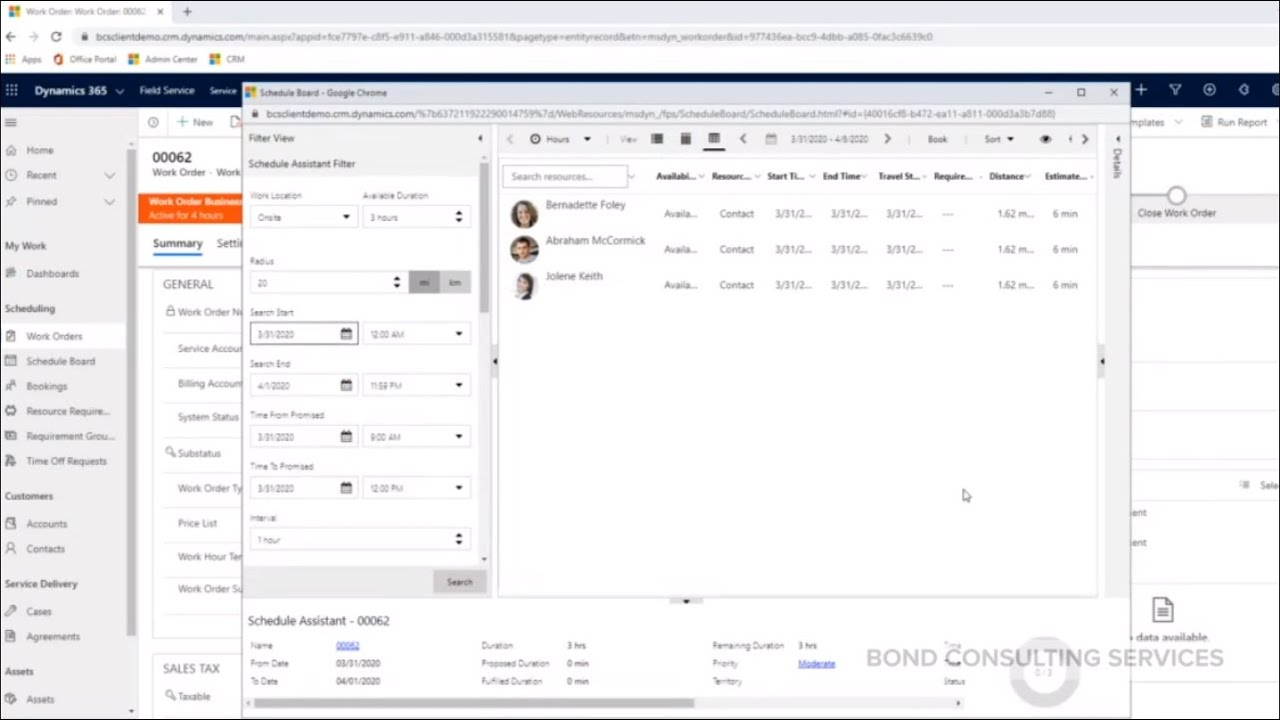 Dynamics 365 Field Service | Work Orders & Schedule Boards