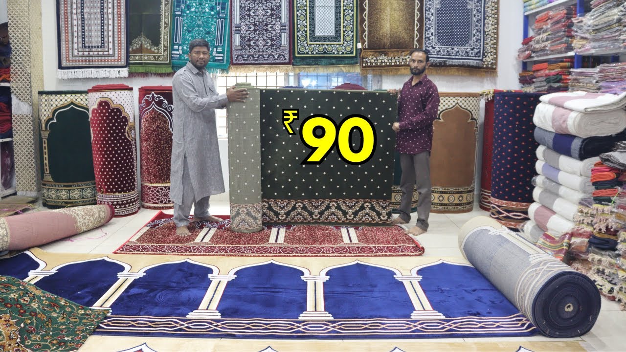 Charminar Masjid Carpets Janamaz ₹ 90 Cheap Price Prayer Mat Turkish Center Carpet wholesale retail