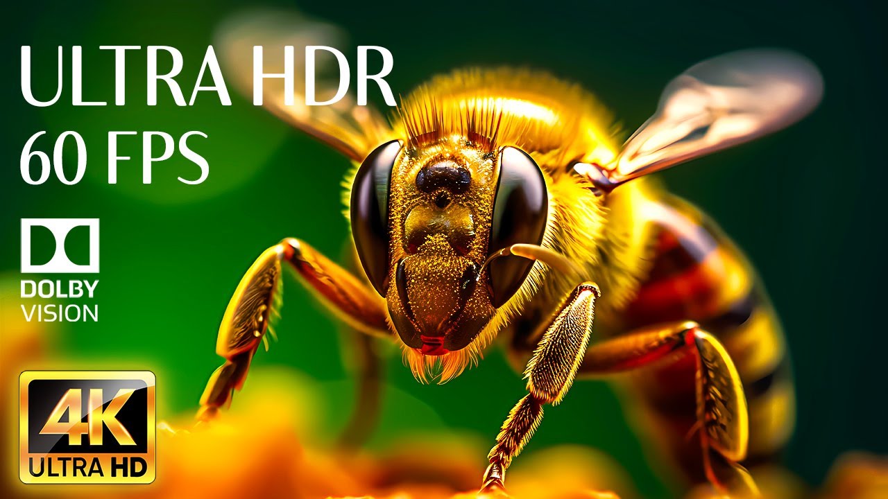 MACRO ANIMALS - 4K HDR 60fps Dolby Vision with Animal Sounds & Calming Music (Colorful Dynamic)