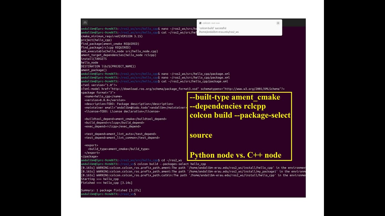 ROS: Создание рабочей области, пакета и простого узла на C++; Исходный код; Узел на Python или C++
