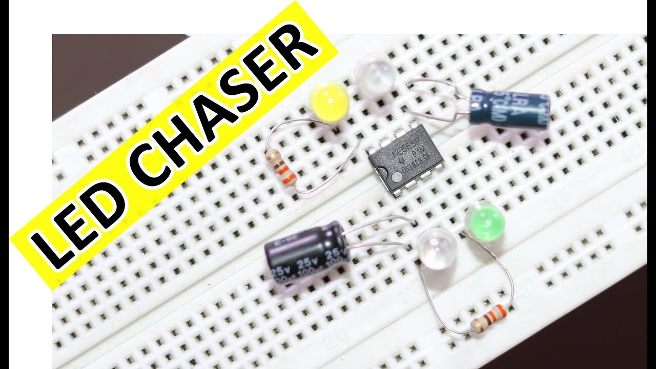 DIY: 2 Channel LED Chaser Circuit Using 555 Timer IC On Breadboard