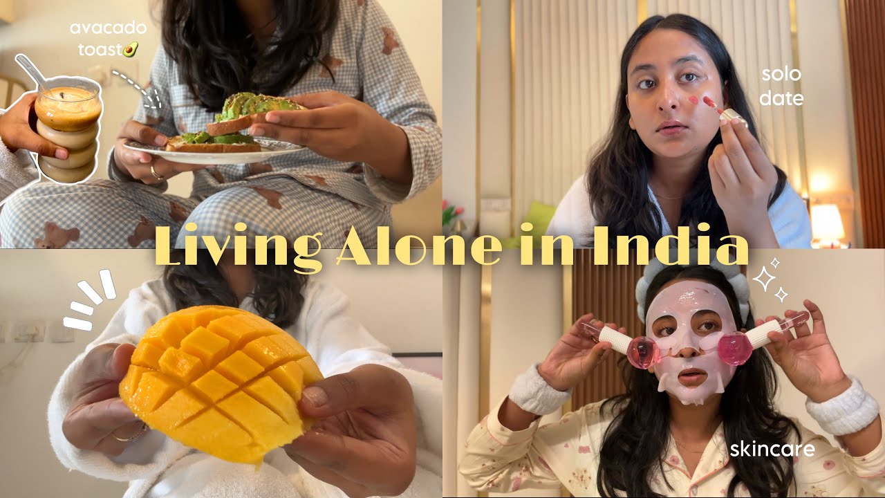 Living alone in india | aesthetic vlog☁️🌷 solo date, cooking, skincare & journalling👩&zwj;🍳🧼📒