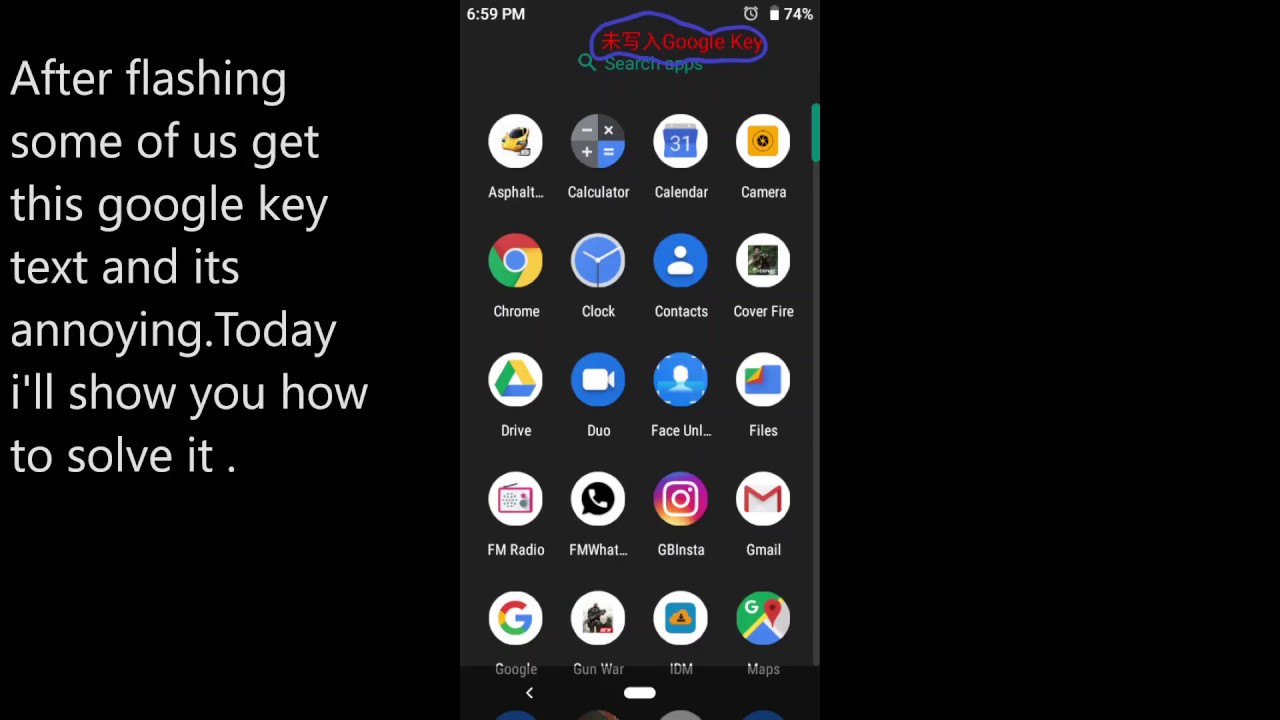 Solved google key error message