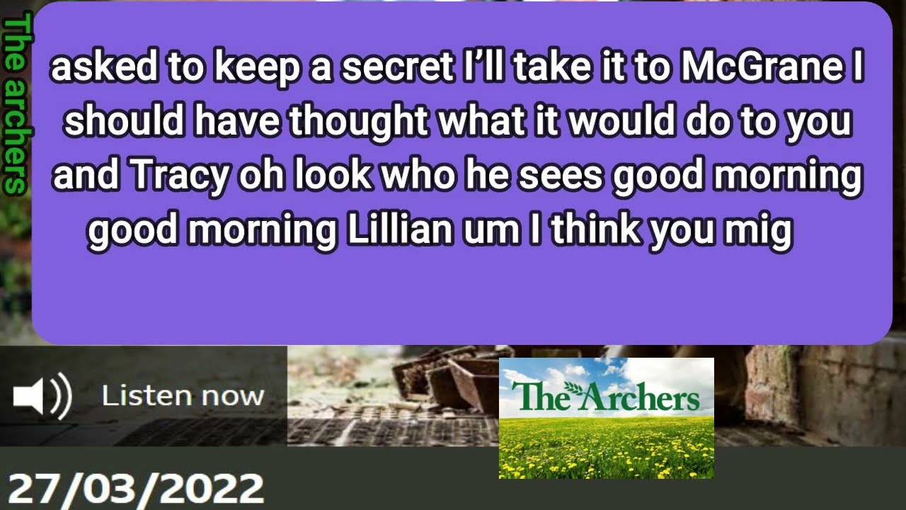 Episode of 27 03 2022 The Archers with Subtitles Soap Opera BBC Learn English by listening
