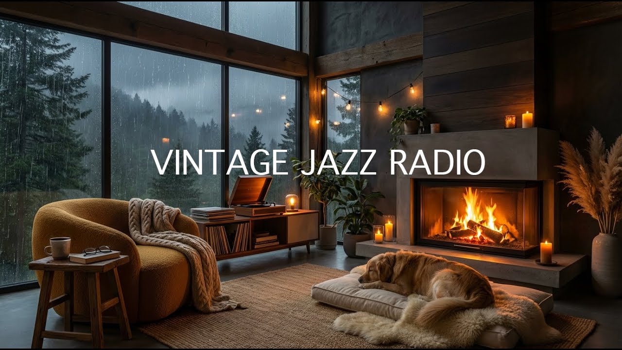 Vintage Jazz Radio ☕ Rainy Night Jazz for Relax, Study & Sleep