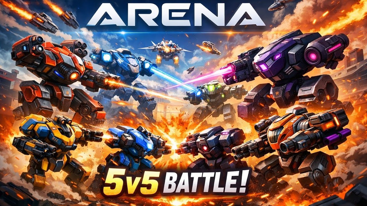 🔥 EPIC 5v5 Battle in Mech Arena | Intense Robot War Gameplay 🤖💥