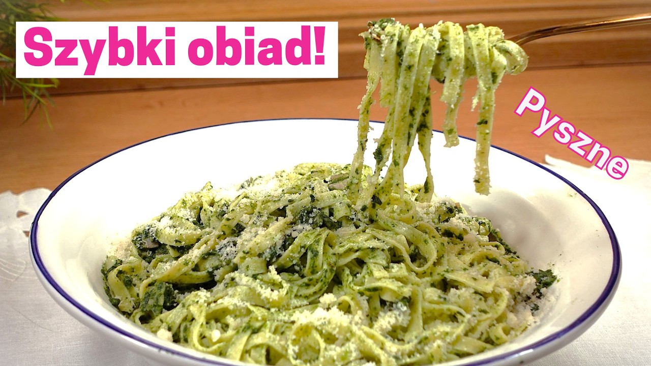 Pyszny szybki OBIAD👌Makaron ze szpinakiem i szynką ❤️proste i łatwe danie dla całej rodziny