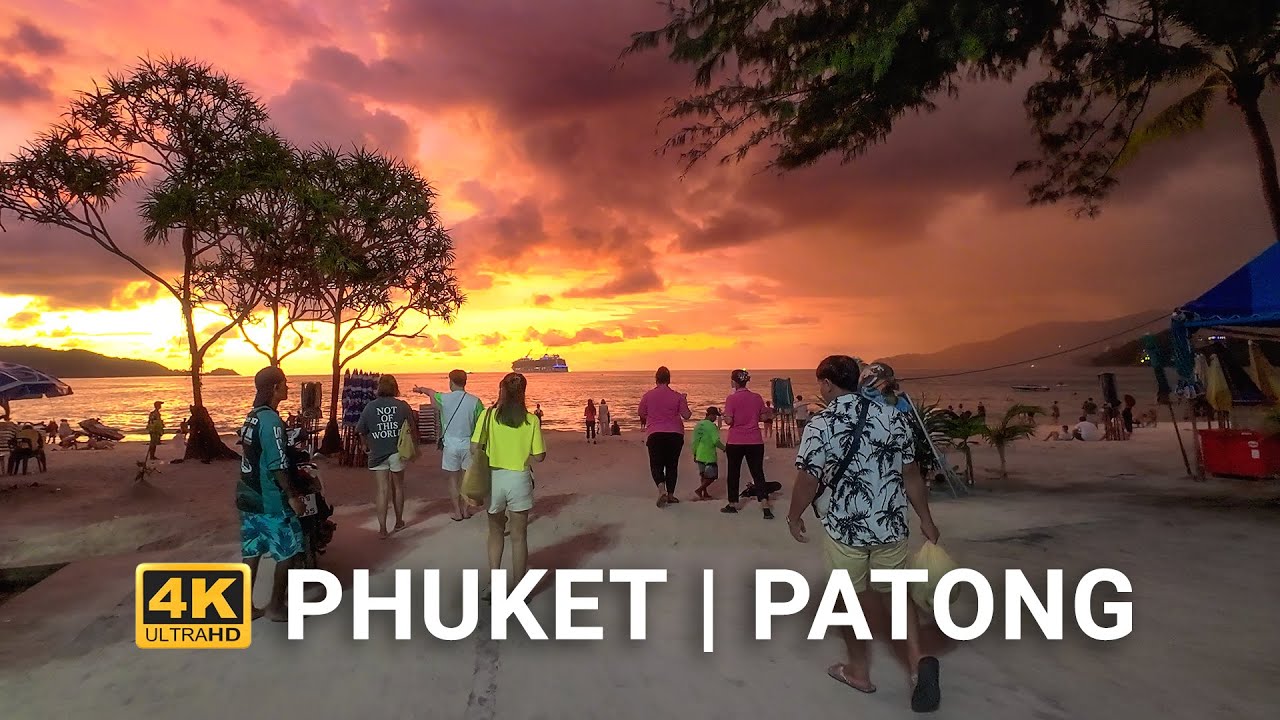 4K HDR Patong Beach Walking Tour Phuket, Thailand