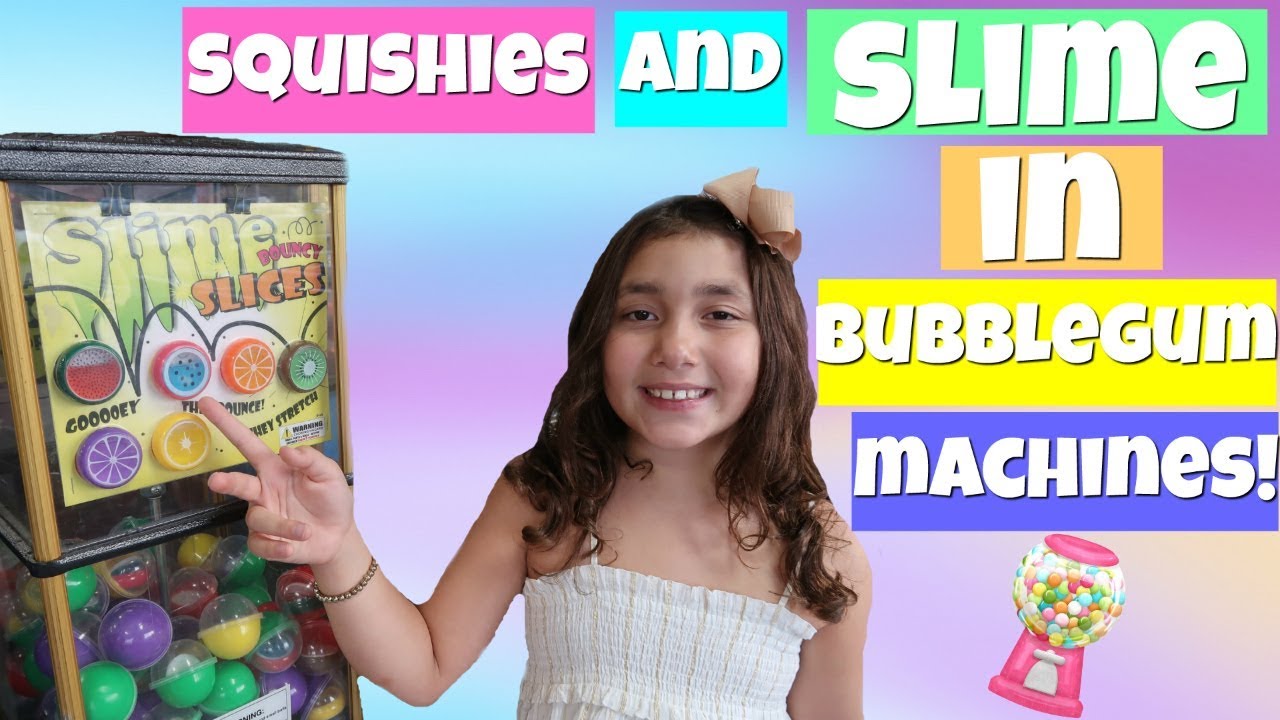 SQUiSHiES + SLiME IN BUBBLEGUM MACHiNES! SQUiSHY HUNTiNG AT RANDOM PLACES!