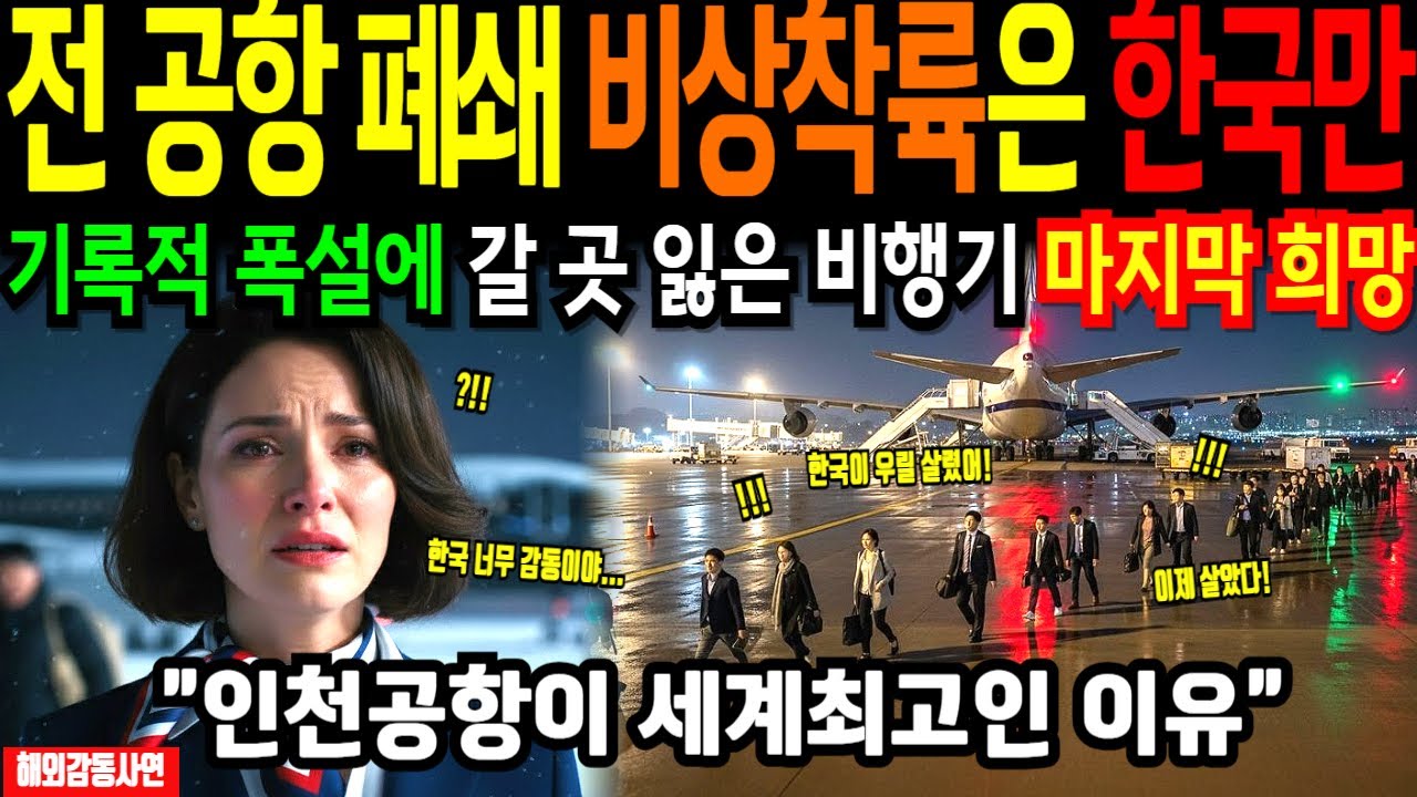 [해외감동사연] 비상착륙 거부된 비행기, 일본, 중국 전멸한 폭설 속에 한국 인천공항만 받아줬다  한국 불시착 후 프랑스 승무원이 오열한 이유
