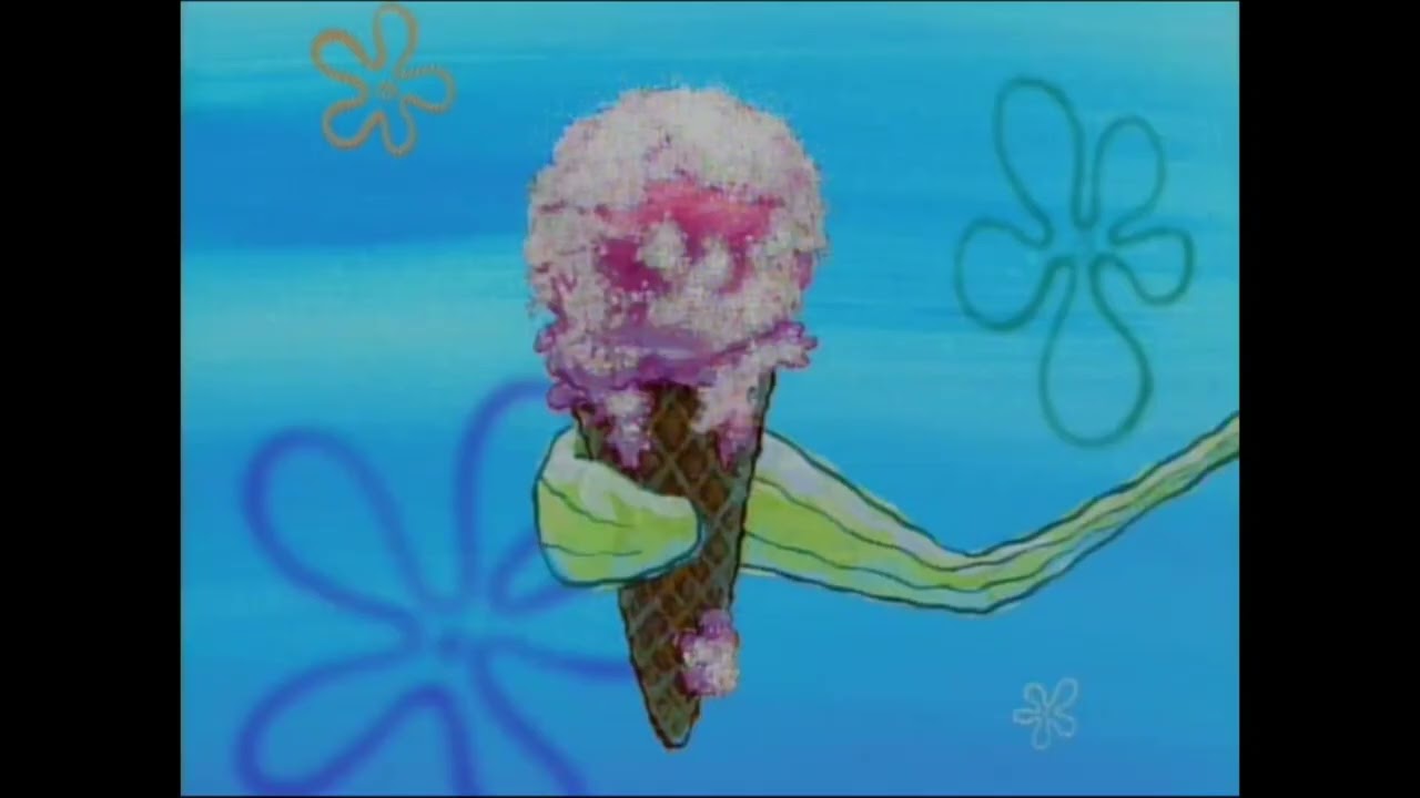 Spongebob cleaning ice cream with his eyelashes