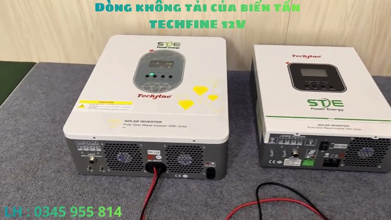 So Sánh Dòng Không Tải Giữa Hai Mẫu Biến Tần TECHFINE 12V  STE Phổ Biến 1200W và  1600W .