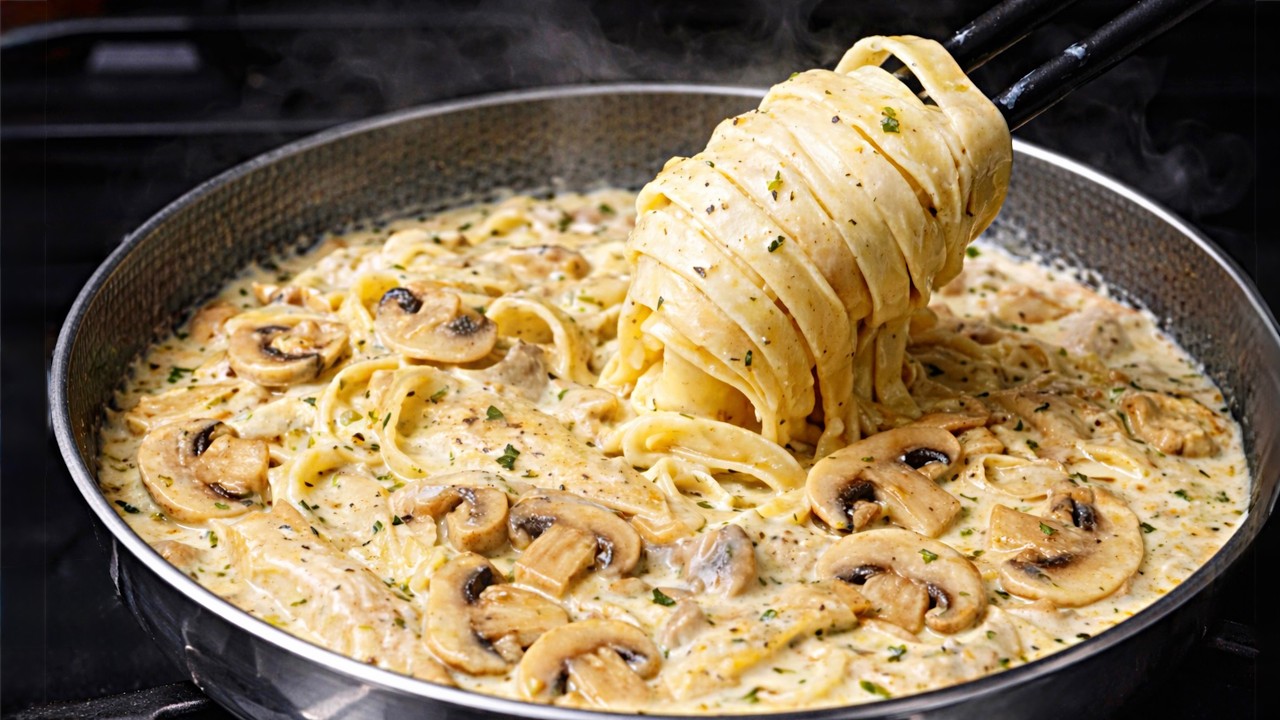 Fresh Homemade Pasta & Creamy Mushrooms - The MOST Delicious White Sauce