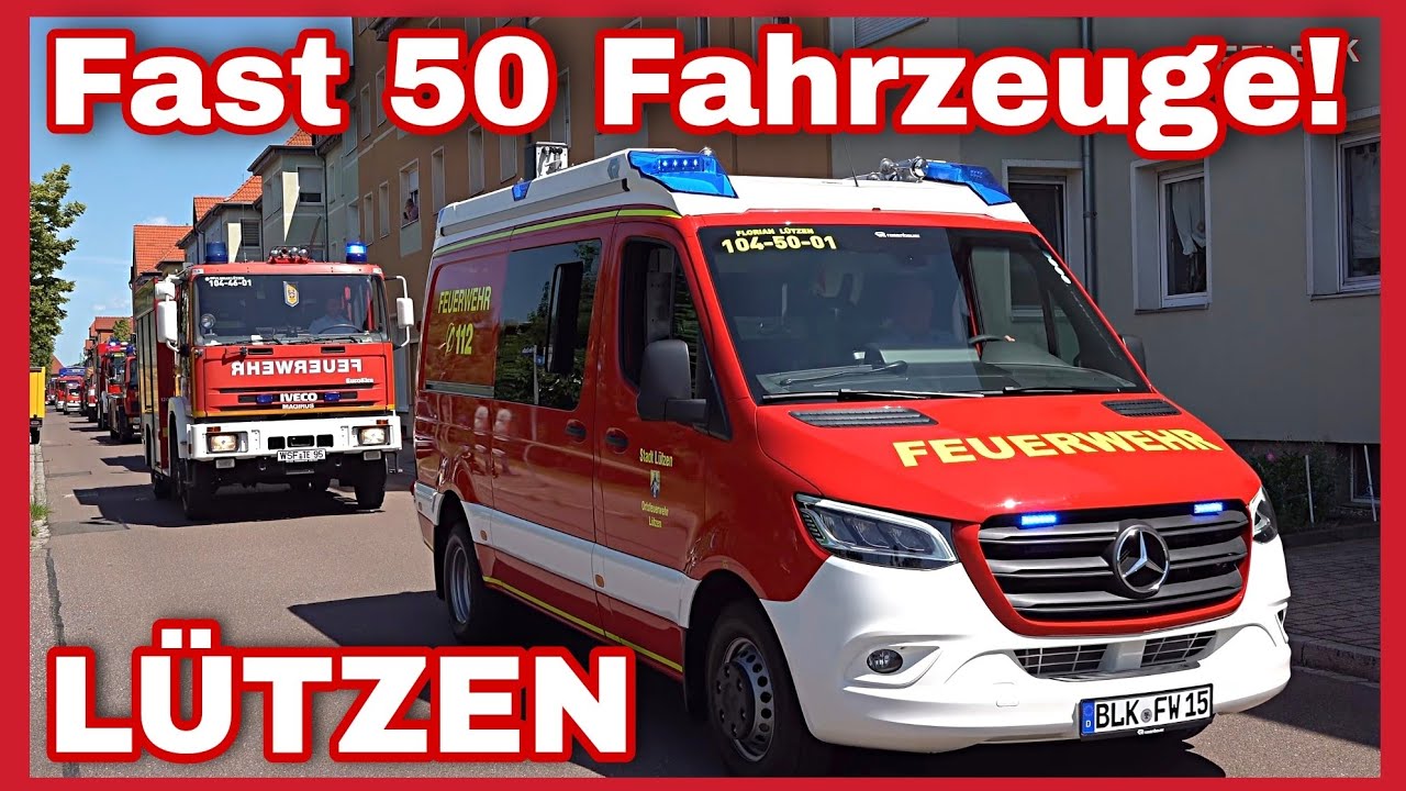 Großer FESTUMZUG1️⃣3️⃣0️⃣Jahre FF Lützen🚨🔊Neuer VRW🚒Hubsteiger➕️GTLF❗️