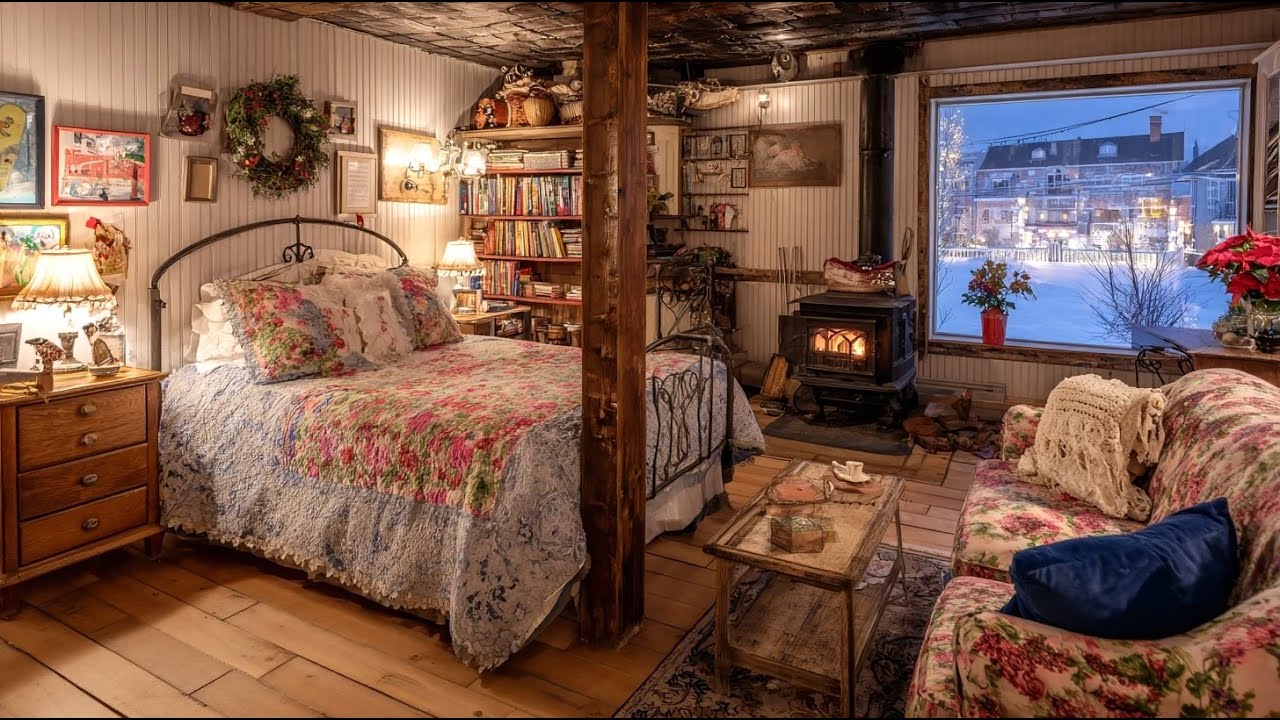 Relaxing Winter Storm & Fireplace Sounds | Cozy Cabin for Deep Sleep & Calm Mind
