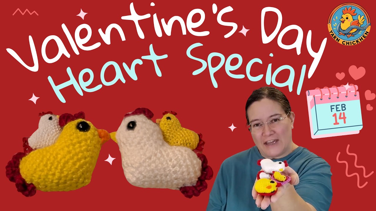 Crocheting Mini Heart ChickHens for Valentine's Day! 🐣🤍💛