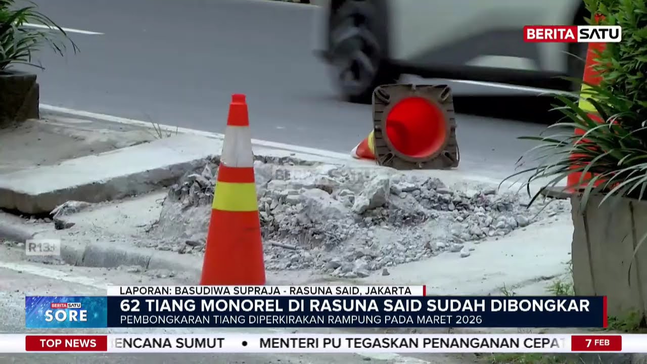 62 Tiang Monorel di Ruas Jalan H.R. Rasuna Said Sudah Dibongkar #Beritasatu