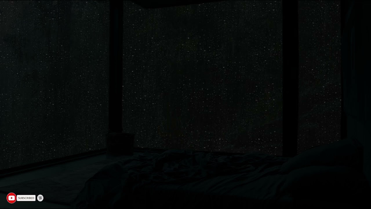 Dark Room Silence While Steady Rain Falls Beyond The Window All Night Long