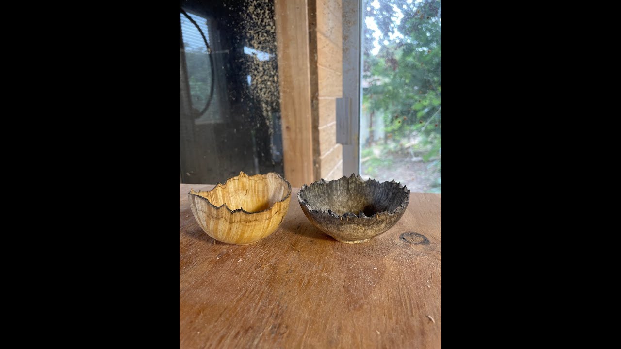 Richard Raffan turns two small natural edge bowls