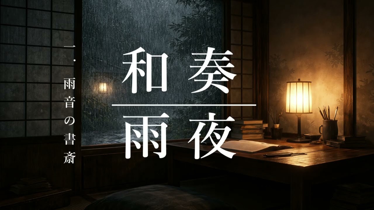 【雨音×和楽器BGM】1.雨音の書斎 Midnight Study Room｜作業・集中・睡眠
