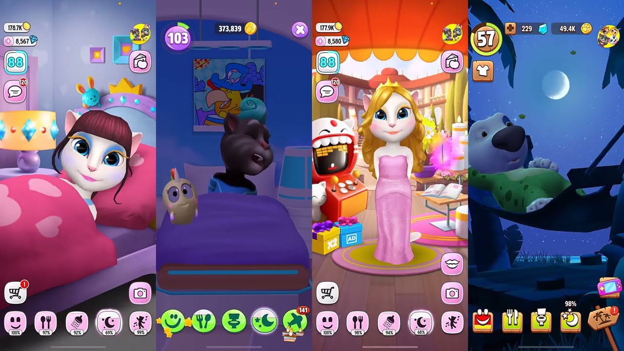 My Talking Angela vs My Talking Tom2 vs My Talking Hank | Tom2 Mini  games Totem Blast 2024 Ep3929