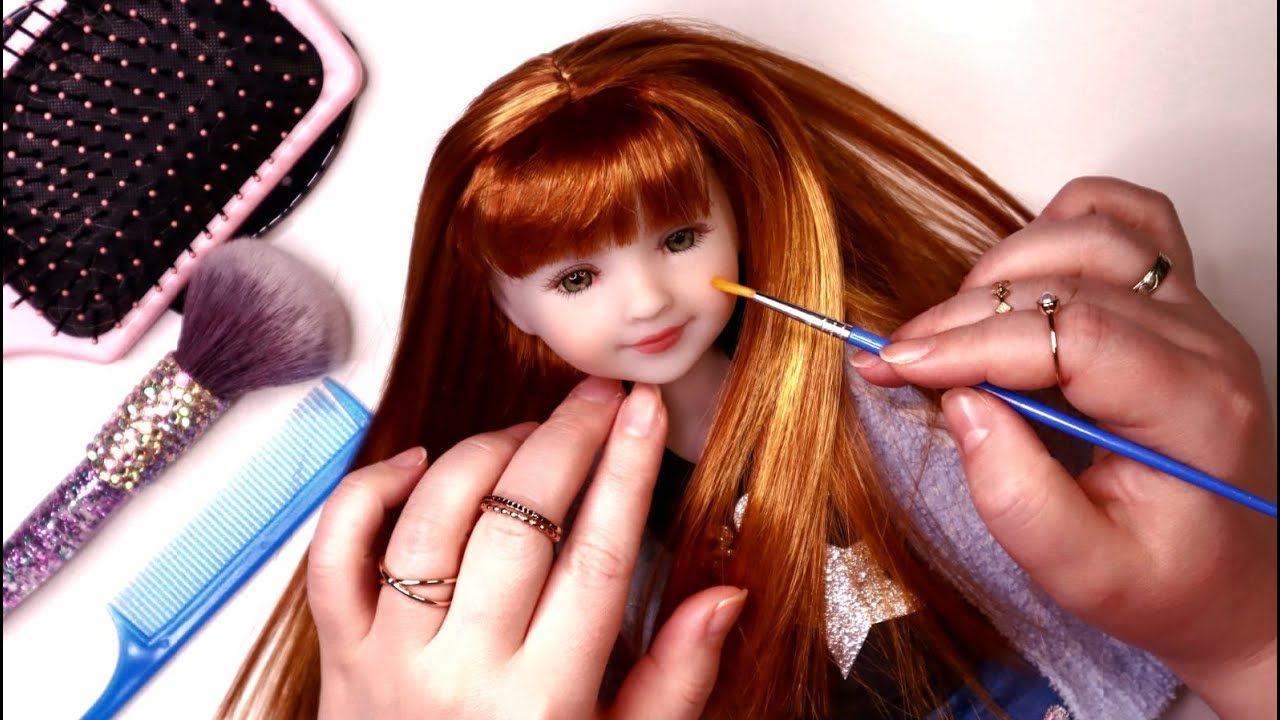 ASMR with Doll / Doll Hair Brushing / Tapping & Scratching on a Doll & Doll Clothes / No Talking