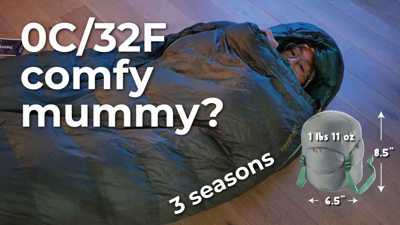 Thermarest Questar 0C/32F mummy ultralight backpacking sleeping bag, features overview + review