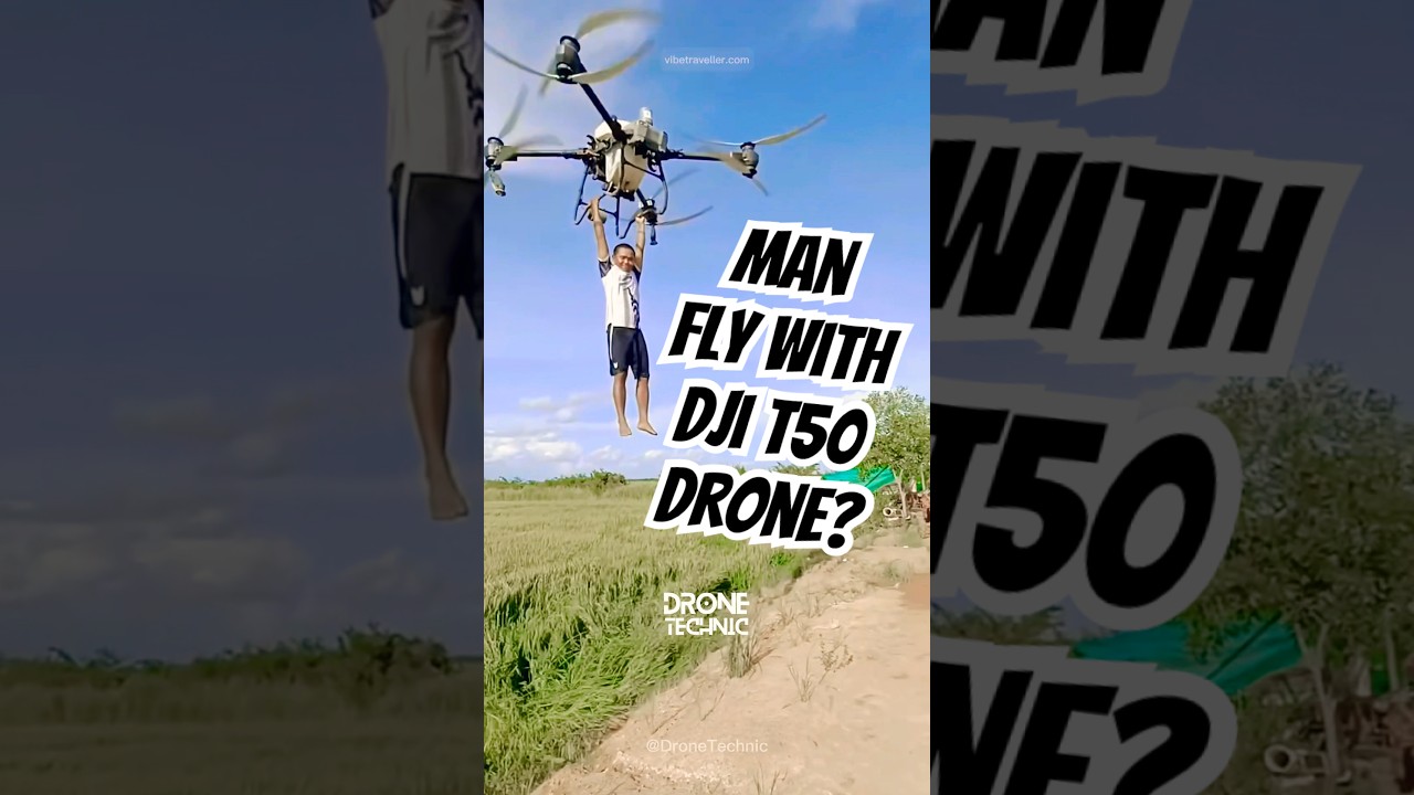 Man Fly with DJI T50? #djidrone #drone #dji #experiment #shorts