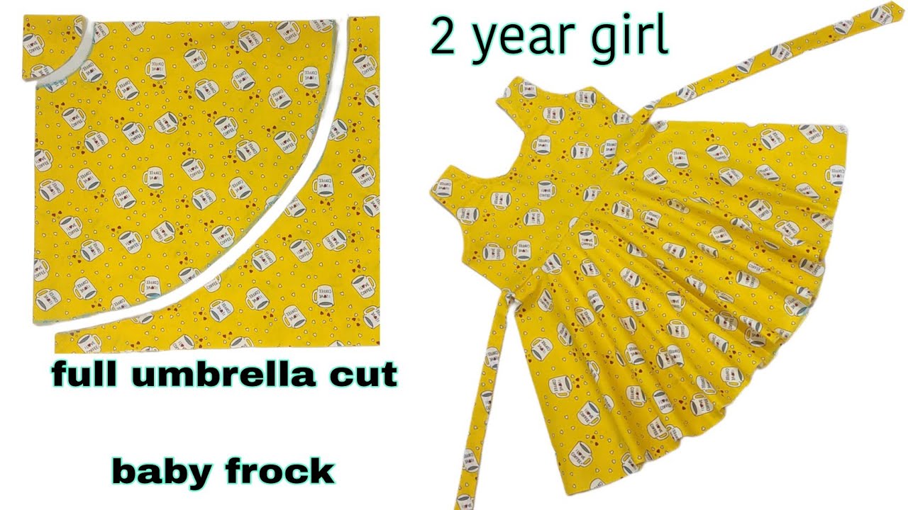 Full umbrella cut baby frock cutting and stitching 2 year girl baby frock