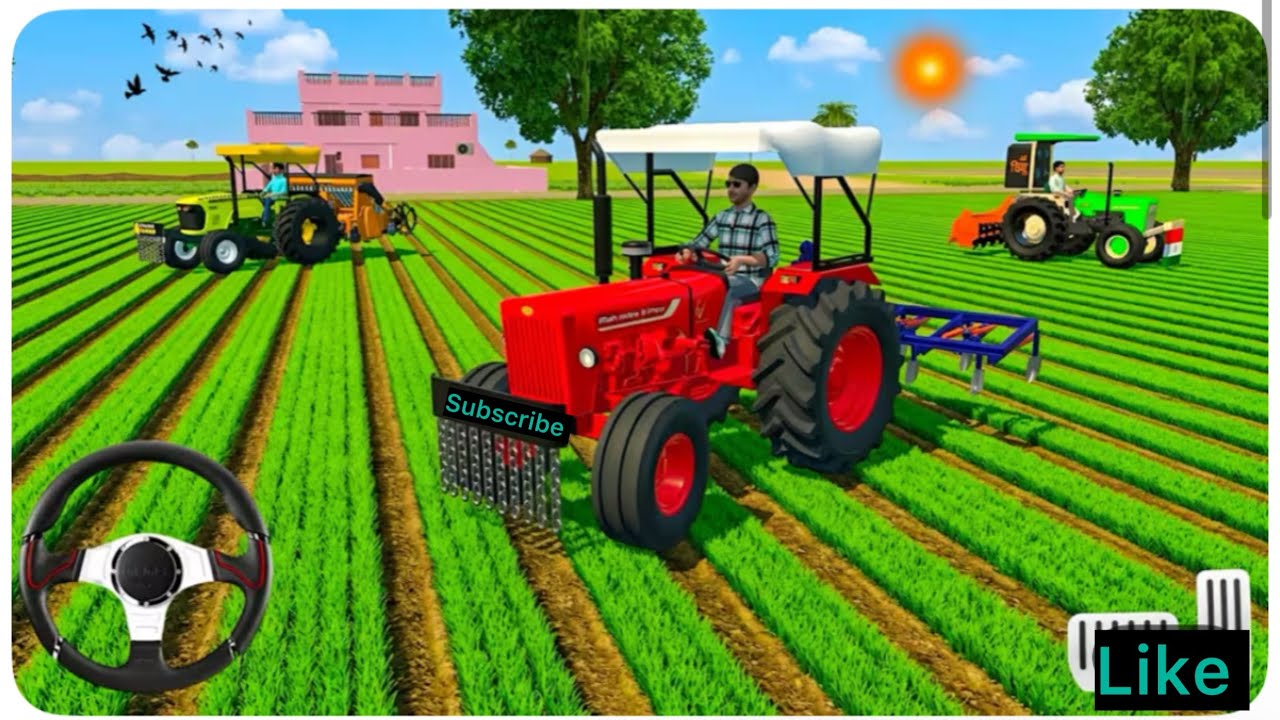 DRIVE 3 TRACTOR 🚜 CULTIVATOR 🥭 ROTOWETOR 🥭 FROM FARMING 🌾🌿 3D GAM PLAY 