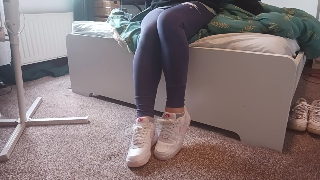 Jumping on my Bed in my Nike AF1 Valentines and Socks