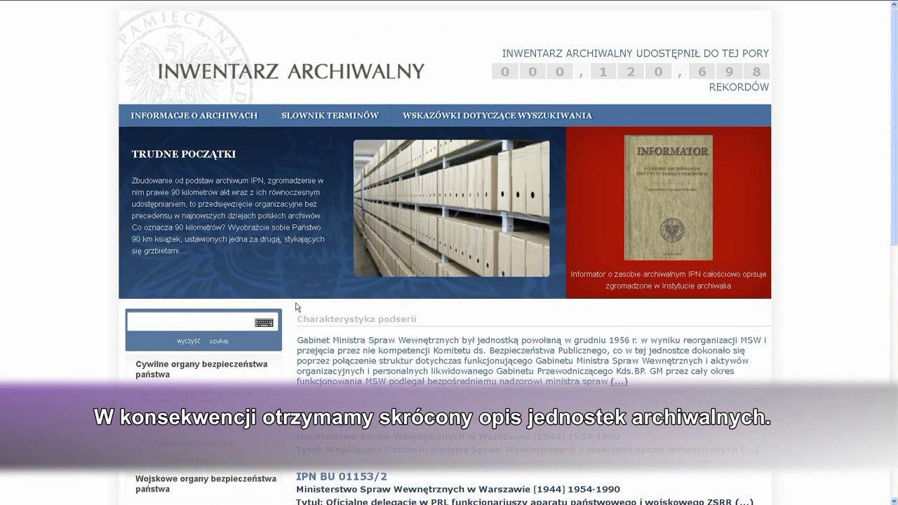 Instrukcja obsługi inwentarza archiwalnego IPN