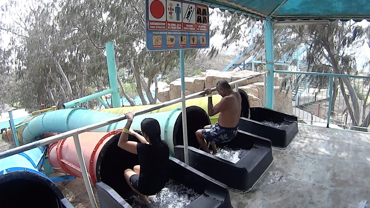 Yellow Twisting Dragon Water Slide at Dreamland