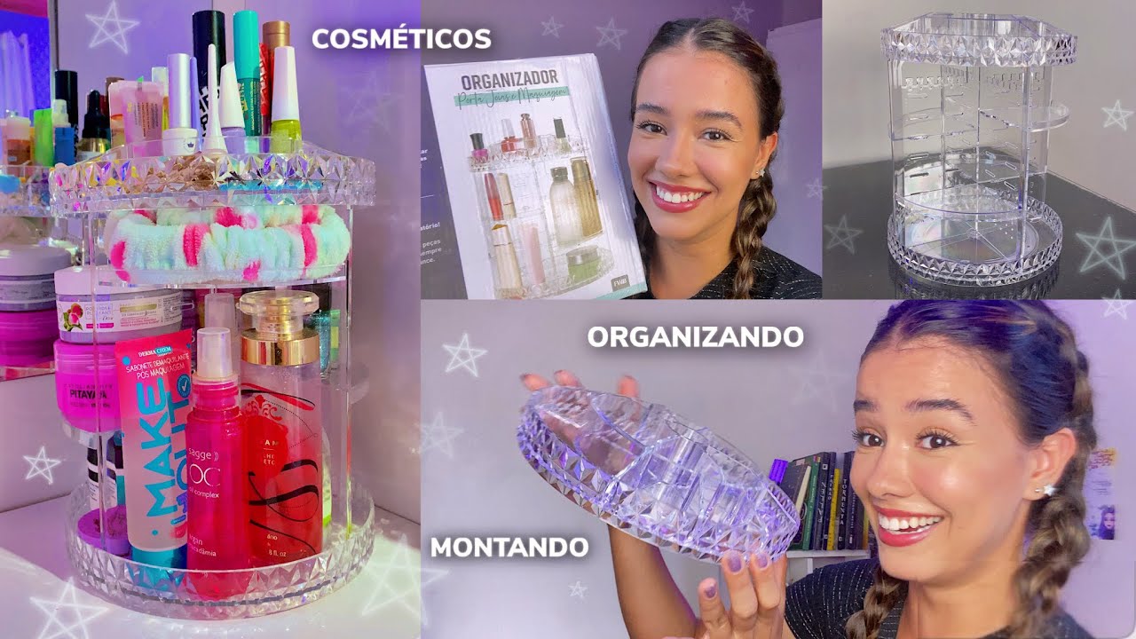 Organizador de Acrílico Giratório ✨ | Unboxing, montando e organizando cosméticos 🧴🤍