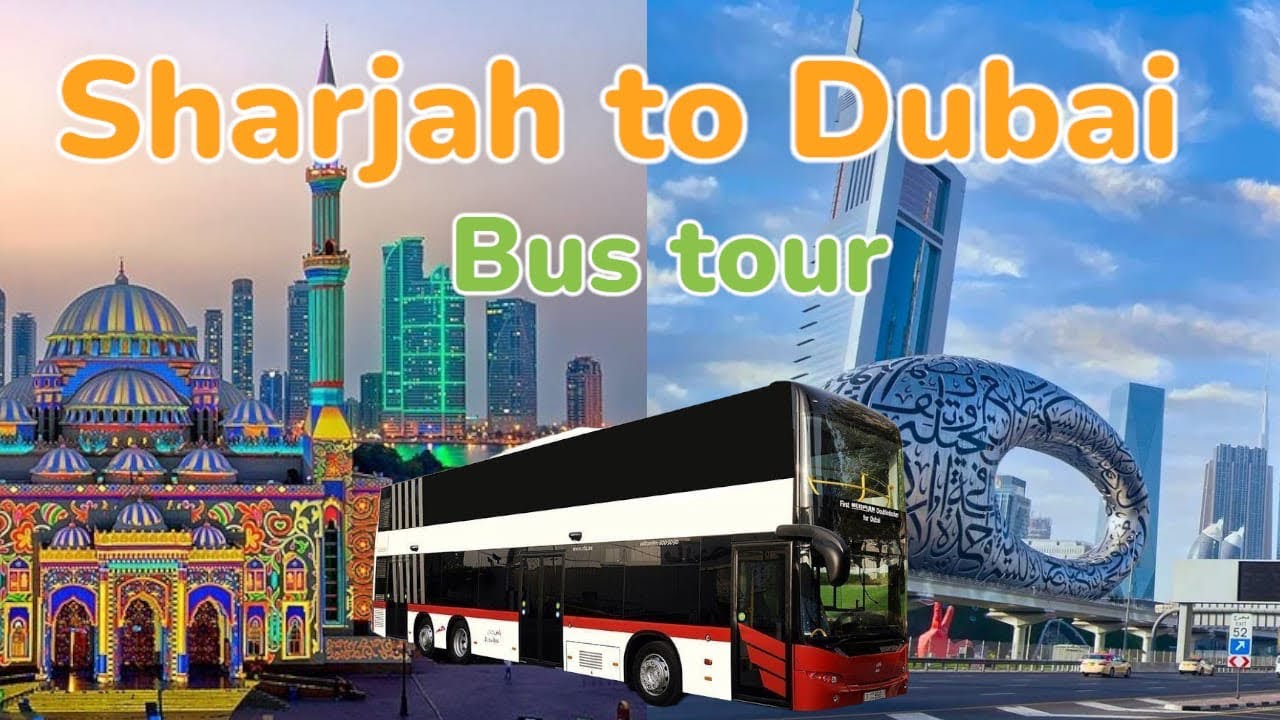 Sharjah to Dubai by  bus with station Announcements | Bus tour Travel algorithm | 4K UHD